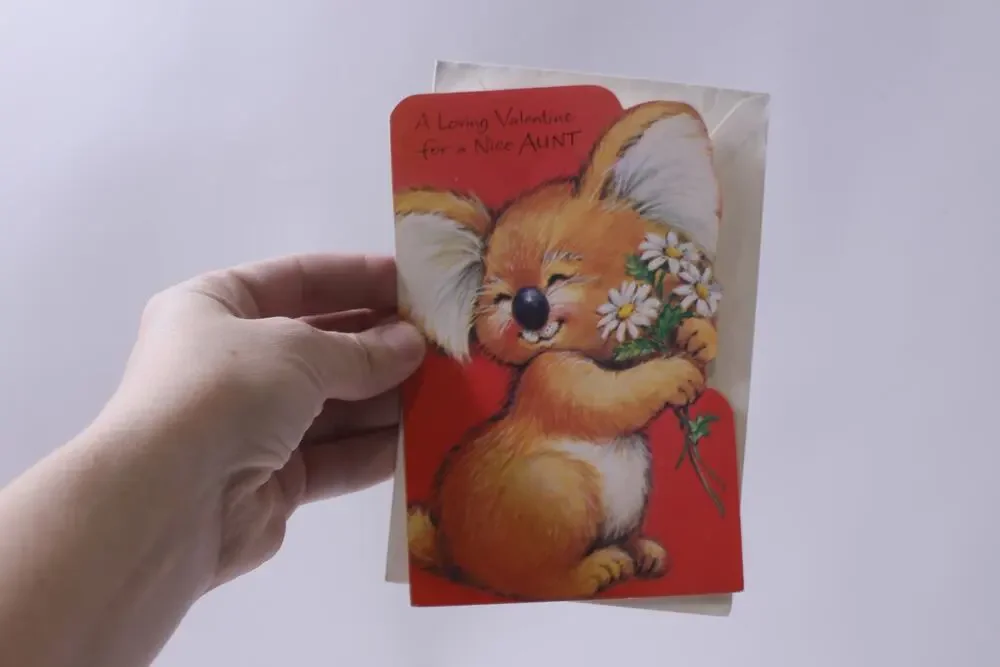 Unused, Valentine Card, Nice Aunt, Koala Bear, 1980s, Greeting Card, USED, Fold